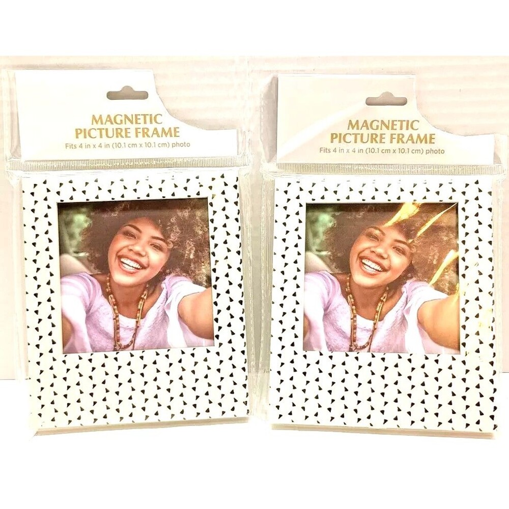 Two (2) Christmas Refrigerator Magnet Photo Frames Nostalgic 90s NOS
